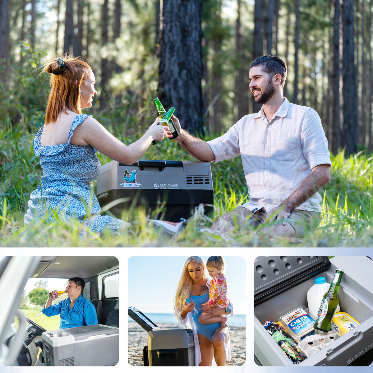 52Qt Car Freezer Portable Refrigerator With App Control And 6'' Off Road Wheels, 12V,45W Cooler Freezer,Low Noice Antique White Gray Plastic