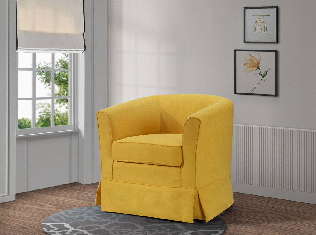 Tucker 28" Yellow Woven Fabric Swivel Barrel Chair Yellow Fabric