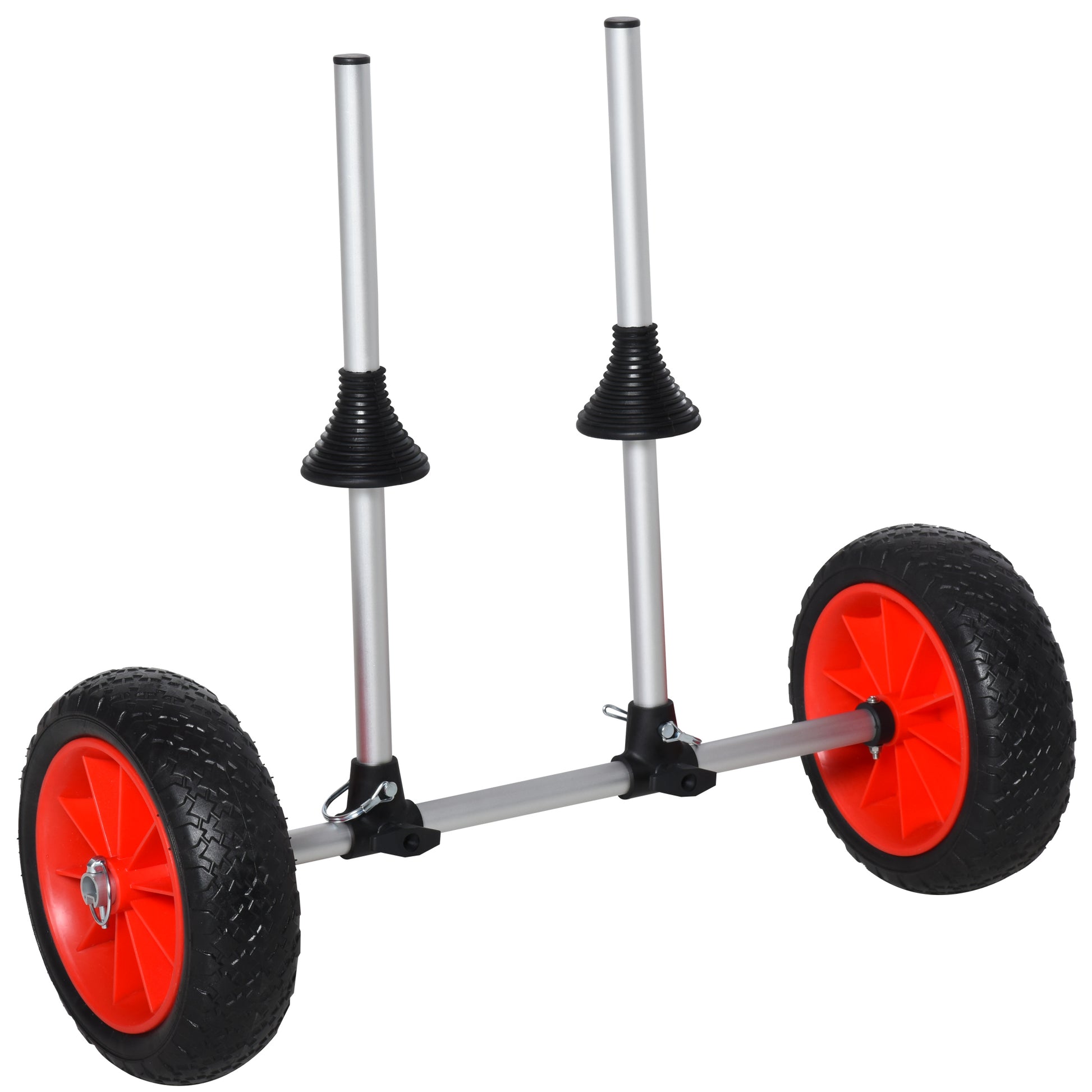 Soozier Universal Kayak Cart, Trolley Trailer Kayak Wheels With Strong Aluminum Frame, Adjustable Width Crossbar, & Large Tires Black Silver Aluminum