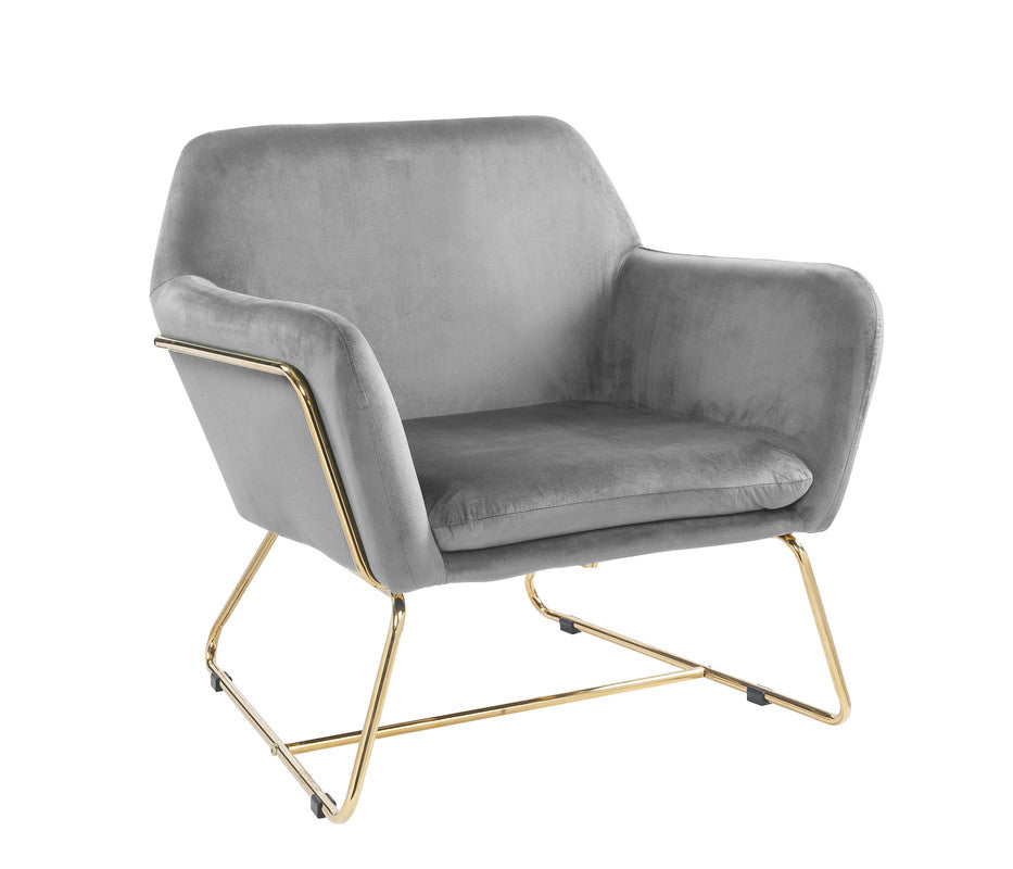 Keira 29.5" Gray Velvet Accent Chair With Metal Base Gray Velvet