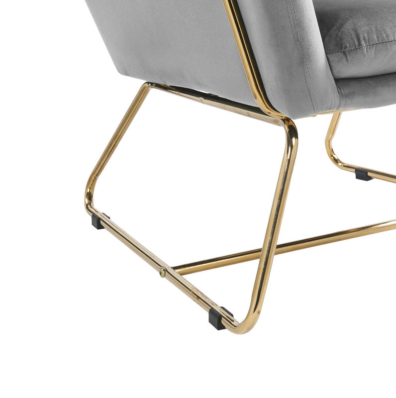 Keira 29.5" Gray Velvet Accent Chair With Metal Base Gray Velvet