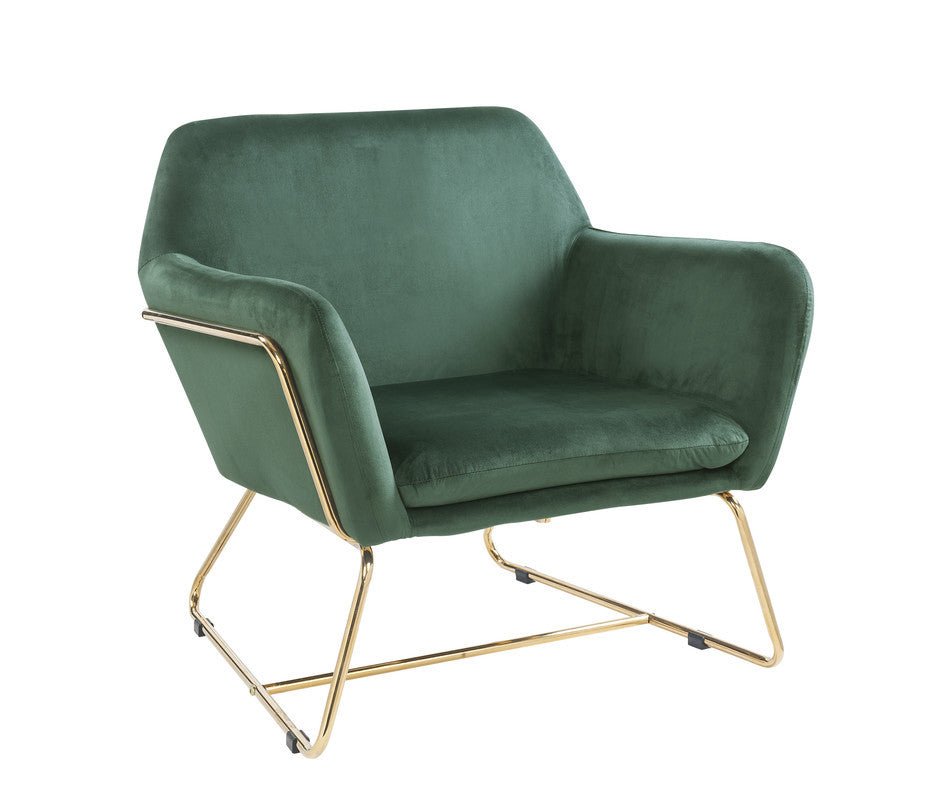 Keira 29.5" Green Velvet Accent Chair With Metal Base Green Velvet