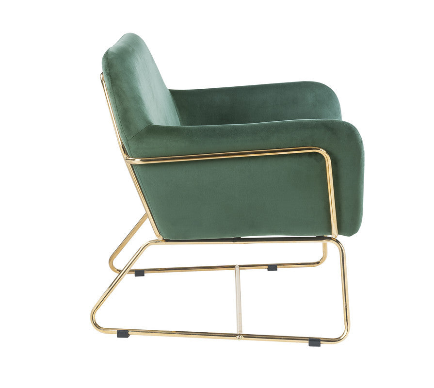 Keira 29.5" Green Velvet Accent Chair With Metal Base Green Velvet