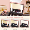 Portable Makeup Case With Led Mirror Travel Makeup Bag Cosmetic Organizer Box With Locks, Brush Holder, Dividers, Rechargeable, Rose Gold Rose Gold Aluminium Alloy