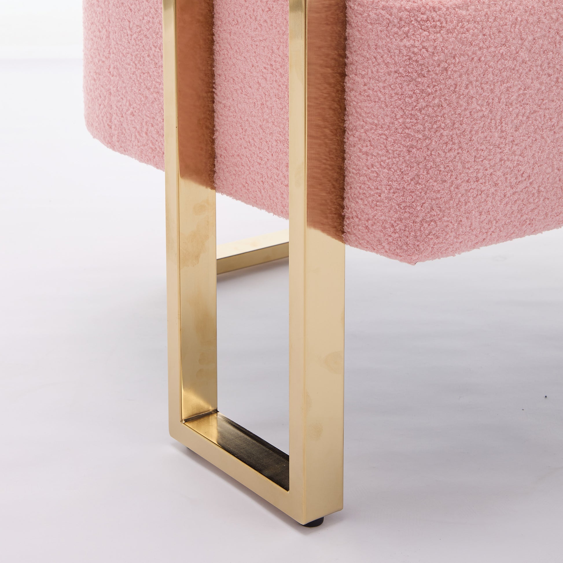 Ts Teddy Velvet Upholstered Metal Foot Sofas Pink Teddy 1 Seat