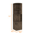 Seattle Bar Cabinet, Eight Bottle Cubbies, Two Large Open Shelves Freestanding 1 2 Drawers Dark Brown Primary Living Space Open Storage Space Contemporary Pine Particle Board Engineered Wood
