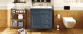 30'' Bathroom Vanity With Top Sink, Modern Bathroom Storage Cabinet With 2 Drawers And A Tip Out Drawer, Single Sink Bathroom Vanity 3 Blue 1 2 Adjustable Hinges Bathroom Freestanding Modern Solid Wood Mdf Resin Painted