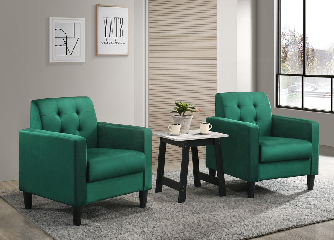 Hale Green Velvet Armchairs And End Table Living Room Set Green Velvet