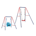 Xns067B Green And Blue Interesting 2 In 1 Baby Swing Mental Plastic Safe Swing Set 110Lbs For Outdoor Playground For Age 3 Blue Red Steel