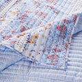 Joa 3 Piece Microfiber Queen Quilt Set, Floral Print, Lace Trim, Multicolor Queen Multicolor Microfiber
