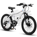 S20101 Ecarpat 20 Inch Kids Bike, Boys Girls Mountain Bike Ages 8 12, 7 Speed Teenager Children Kids' Bicycles, Front Suspension Disc Brake Rear V Brake, High Steel Frame White 200 Lbs & Over Classic Polyurethane Foam 9 To 12 Years Steel Outdoor