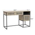 Desk,Computer Desk,Dresser,With Drawers Storage,Easy Assembly,Metal Frame,Modern Minimalist,Vertical Stripe Element Nature Primary Living Space Engineered Hardwood Rectangular Natural Black Computer