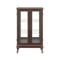 2 Doors Curio Cabinet With Tempered Glass Doors, Curio Cabinets With Mirrored Back Panel And Adjustable Shelves, Lighted Display Cabinet For Home, Office Light Bulb Included Cherry Cherry Mdf Glass