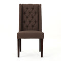 Dining Chair Dark Brown Wood Fabric