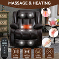 Dual Motor Infinite Position Up To 350 Lbs Electric Medium Size Brown Power Lift Recliner Chair With 8 Point Vibration Massage And Lumbar Heating White Metal Primary Living Space Heavy Duty Pine