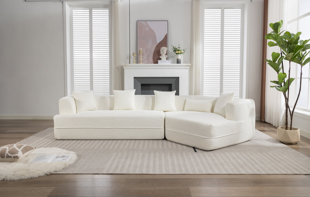 And Upgraded Extended Edition Modular Sofamodern Minimalist Style Sofa, Upholsteredfree Combination, Round Fiber Fabric, Anti Wrinkle Fabric,Dimension Exten, Creamy White Creamy White Polyester Primary Living Space Medium Soft Tight Back Modern Flared