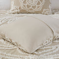 Tufted Cotton Chenille Medallion Fringe Coverlet Mini Set Taupe King Cal King King Taupe Cotton