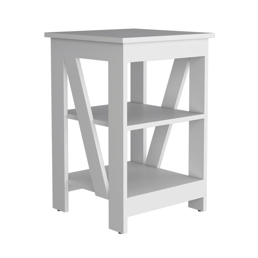 Side Table Rossville, Living Room, White White Particle Board Engineered Wood