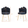 Modern Velvet Dining Chairs Set Of 2, Upholstered Woven Dining Chair With Golden Metal Legs, Upholstered Dining Chairs For Dining Room, Kitchen, Vanity, Living Room Black Primary Living Space Foam Velvet