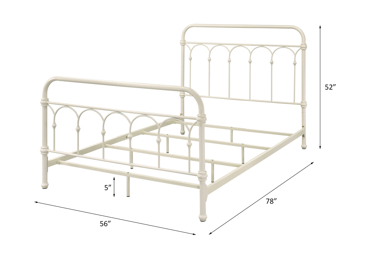 Citron White Finish Full Bed White Metal