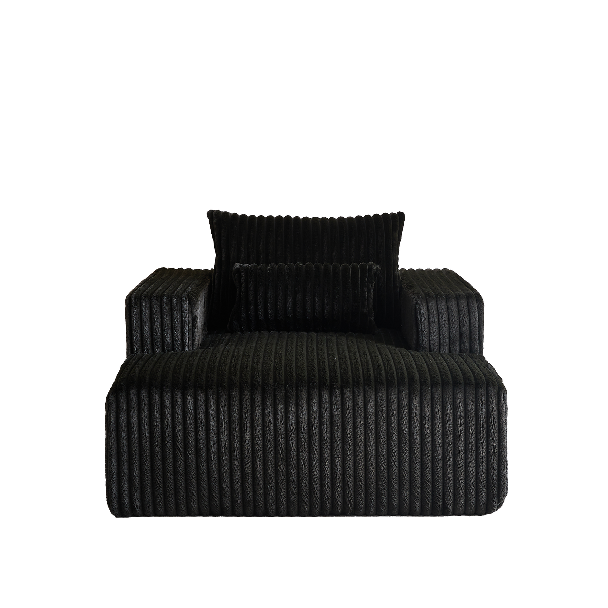 62.5 Inch Corduroy Sponge Sofa Lounge Chair,No Assembly Required,Fluffy Modern Sleeper Chair For Indoor Living Room Bedroom Black Foam Corduroy 1 Seat