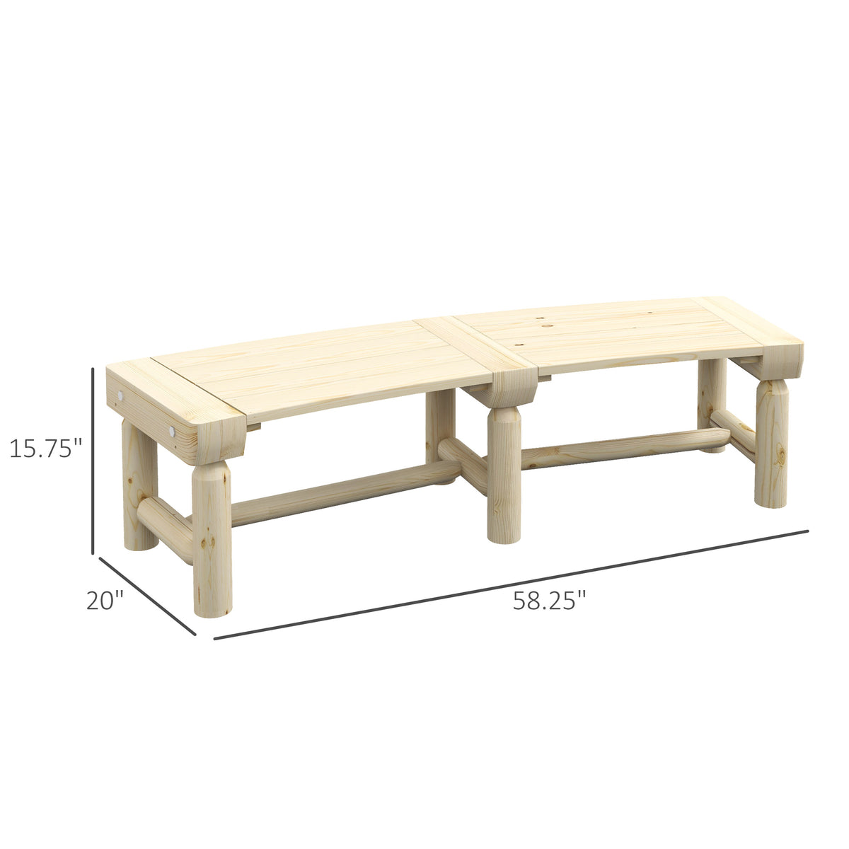 Outsunny Wooden Garden Bench, Semicircular Round Outdoor Tree Bench, Wrap Around Park Bench For Yard, Patio, Deck, Lawn, Natural Natural Wood