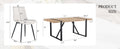 Table And Chair Set, Textured Top In Vintage Wood Color, Black Metal Legs. Dining Chair With White Faux Leather Backrest Cushion With Black Metal Legs. Wood Seats 6 Mdf Metal