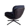 360 Swivel Accent Chair, Modern Chenille Lounge Chair With Faux Leather And Black Metal Base Frame, Comfortable Reading Chair For Small Spaces, Living Room, Bedroom, Reading Corner, Office, Navy Blue Black,Navy Blue Brown Primary Living Space American