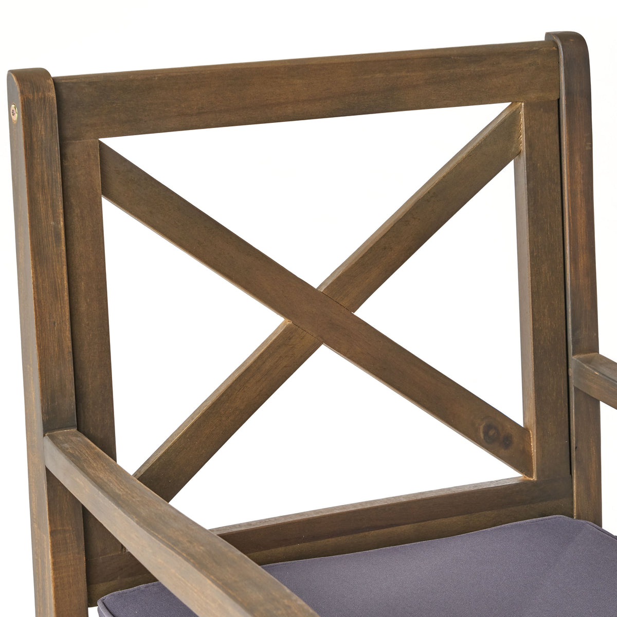 Perla Dining Chair,2Pcs With 2 Cushions Dark Grey Acacia Wood