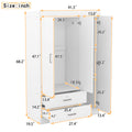 3 Door Mirror Wardrobe With Shelves, White White Plywood