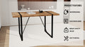 Mdf Dark Wood Dining Table And Modern Dining Chair 4 Piece Set, Medieval Wooden Kitchen Dining Table Set, Rectangular Metal Base, Dining Table And Suede Chair Brown Green Mdf