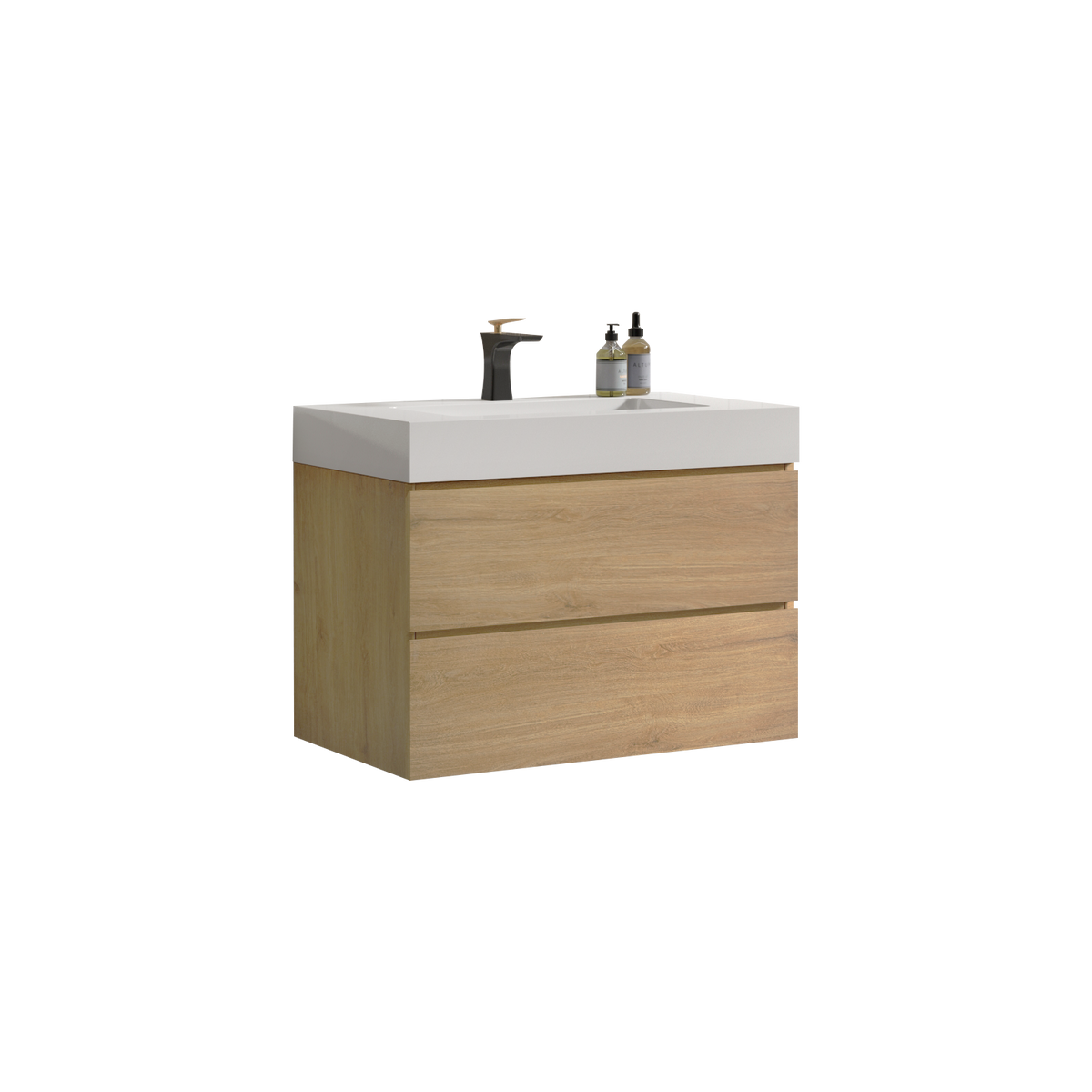 U041 Alice30 106 Alice 30" Natural Oak Bathroom Vanity With Sink, Large Storage Wall Mounted Floating Bathroom Vanity For Modern Bathroom, Pre Assembled Oak Melamine