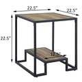 Rustic Oak And Black End Table With Open Shelf Black Brown Primary Living Space Industrial Shelves Rectangular Wood Metal Sled