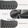 Lift Up Velvet Gray Queen Size Bed Box Spring Not Required Queen Gray Wood Light Brown Bedroom American Design Poplar Slat Beds Foam Velvet Upholstered