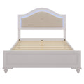 Modern Queen Size Wood Bed With Hidden Led Light Upholstered Curved Headboard, No Box Spring Needed, Cream Grey Queen Cream Grey Upholstered,Wood