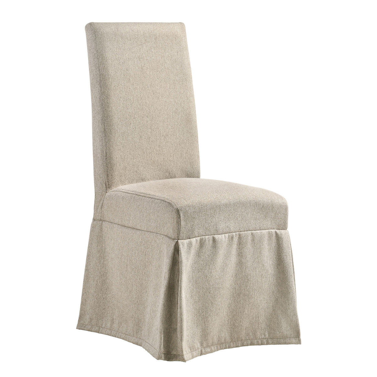 Tan Tight Back Side Chairs With Skirt Set Of 2 Tan Dining Room Contemporary Rubberwood Set Of 2 Wood Fabric
