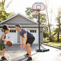 Soozier Portable Basketball Hoop Stand, 5.1 6.9Ft Height Adjustable Basketball System With 29'' Backboard And Wheels For Indoor And Outdoor Use, White White Steel
