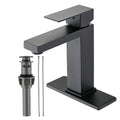 Bathroom Faucet Single Hole, Single Handle Stainless Steel Faucet For Bathroom Sink With Deckplate And Drain Assembly One Matte Black Deck Mounted Bathroom Matte Black Contemporary 1 Hole Faucets Stainless Steel Manual