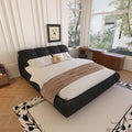King Size Luxury Upholstered Platform Bed With Oversized Padded Backrest And Solid Wood Frame,Suitable For Multiple Heights Of Mattresses,Black Old Sku:W1885S00017 Box Spring Not Required King Black Wood Pine Solid Wood