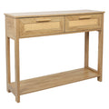 Console Table With 2 Drawers, Sofa Table, Entryway Table With Open Storage Shelf, Narrow Accent Table With Rattan Design For Living Room Entryway Hallway, Natural Color Natural Particle Board