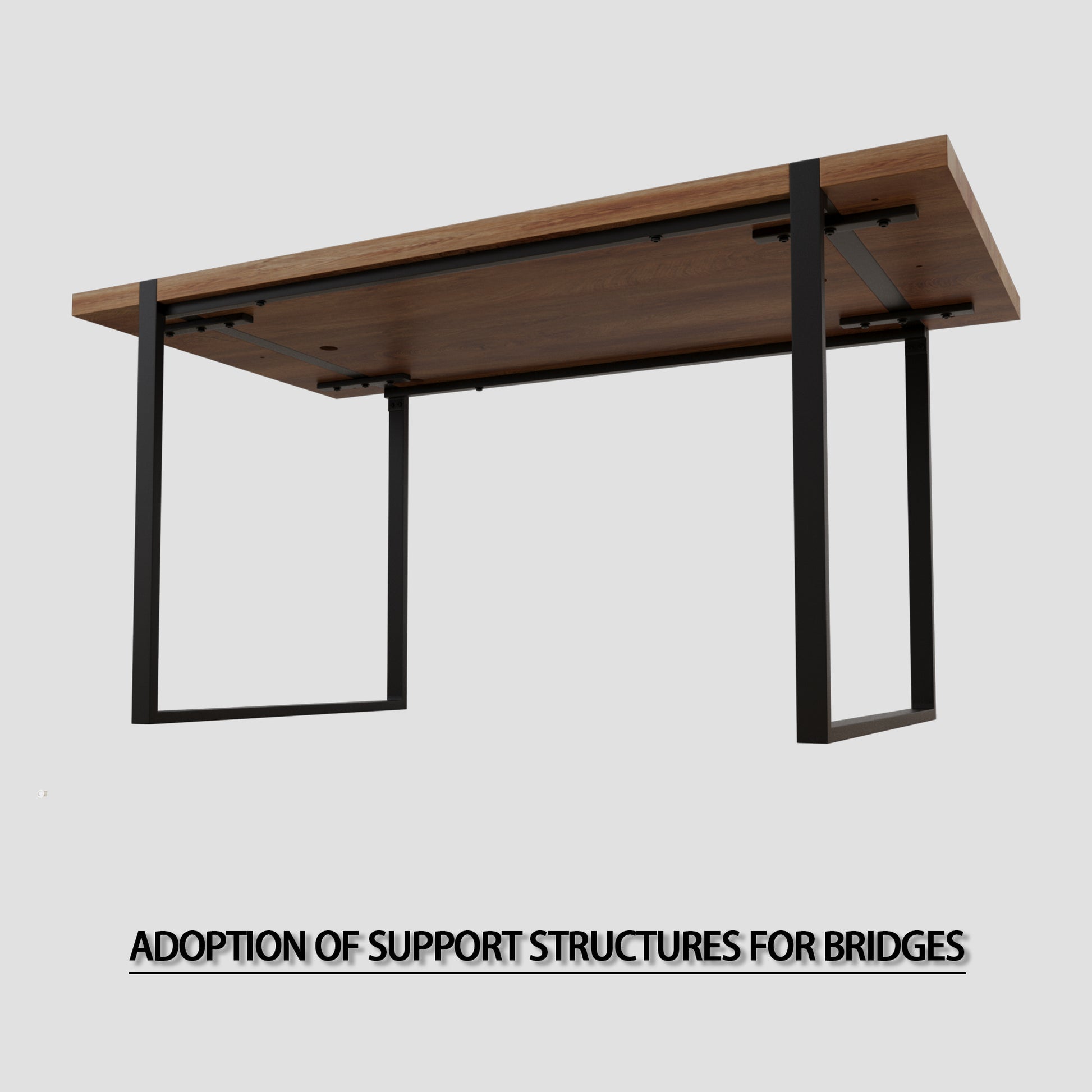 59 "Rural Industrial Rectangular Mdf Natural Wood Dining Table, 4 6 People, 1.5" Thick Engineering Wood Tabletop And Black Rectangular Metal Legs, Used For Writing Desks, Kitchens, Terraces Wood Kitchen Mdf