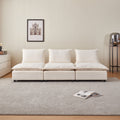 Mid Century Modern 3 Seater Sofa Couch For Living Room Modular Sectional Armless Sofa, Ultra Soft Chenille Fabric, Sturdy Frame, Comfortable And Stylish Furniture Beige Foam Chenille 2 Seat