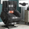 Dual Motor Heat Massage Infinite Position Up To 350 Lbs Electric Power Lift Recliners With Power Remote, Medium Firm And Heavy Duty, Grey White Metal Primary Living Space Heavy Duty Pine Grey Chenille Power Remote Medium Firm Cushion Back American Design