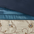 Embroidered 7 Piece Comforter Set Navy King King Navy Polyester