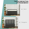 Outsunny Outdoor Wicker Storage Bench Deck Box, Pe Rattan Patio Furniture Pool Container Storage Bin With Interior Waterproof Bag And Comfortable Cushion, Cream White Cream White Aluminum