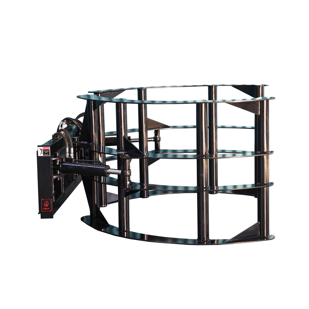 Round Hay Bale Grab For Skid Steer Black Steel