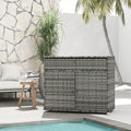 Outsunny Outdoor Towel Rack & Pool Toy Cabinet, Hot Tub Accessory Storage, Freestanding Pe Rattan Wicker Cabinet With Drawer For Indoor, Outdoor Swimming Pool, Spa, Gray Grey Steel