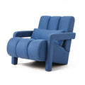 Modern Upholstered Accent Chair, Comfortable Linen Fabric With A Pillow For Living Room,Bedroom. Linen, Navy Blue Navy Blue Primary Living Space Modern Pine Foam Wood Fabric