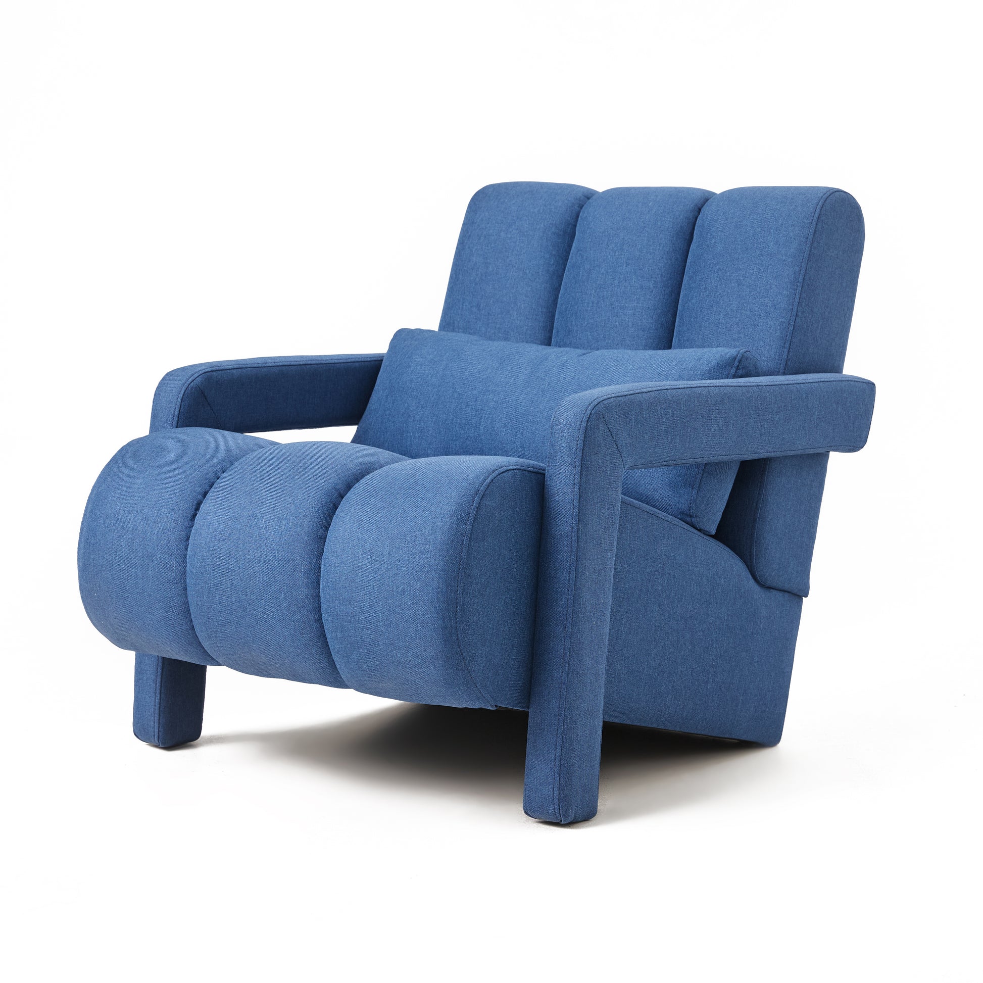 Modern Upholstered Accent Chair, Comfortable Linen Fabric With A Pillow For Living Room,Bedroom. Linen, Navy Blue Navy Blue Primary Living Space Modern Pine Foam Wood Fabric