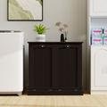 Two Compartment Tilt Out Laundry Sorter Cabinet Black Black Mdf
